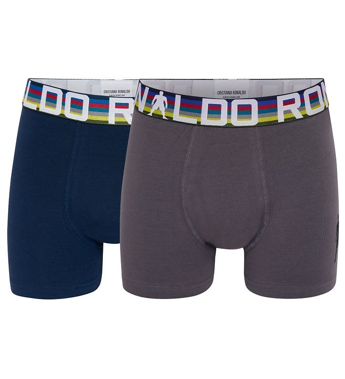 Blå/Grå Ronaldo Boxershorts Pak Mørkegrå Navy - Jbs  - 5709405860985